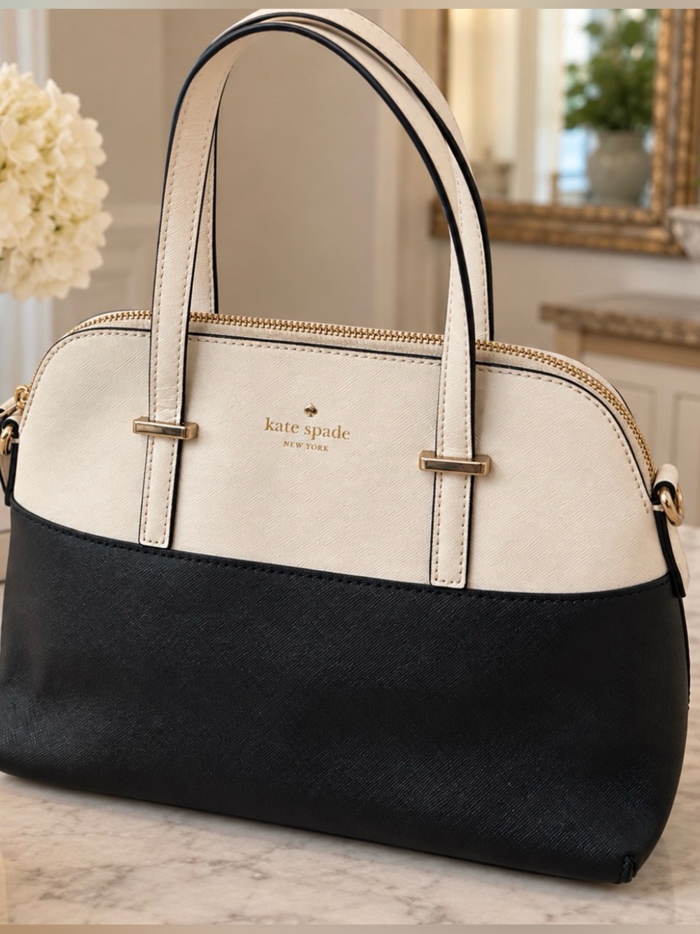 Kate Spade New York Cedar Street Maise Colorblock Satchel – Black & Cream
